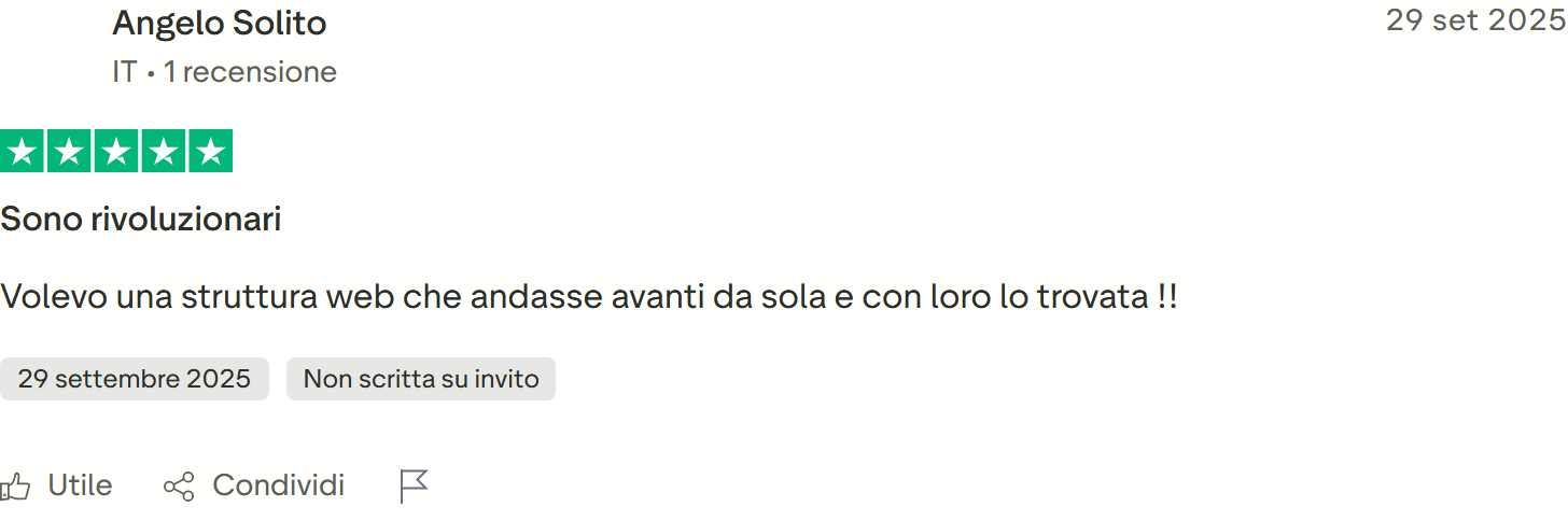 Recensione Trustpilot 5 stelle di nicolas farri: servizio sublime, lavoro impeccabile, ha portato altri proprietari dopo i risultati ottenuti