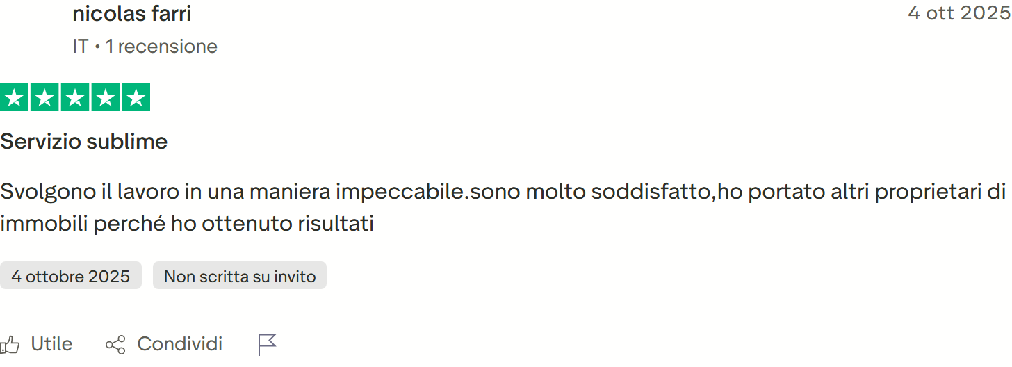 Recensione Trustpilot 5 stelle di Dumitru Cosmin: tutto ok, risultati subito, belle strategie e struttura marketing