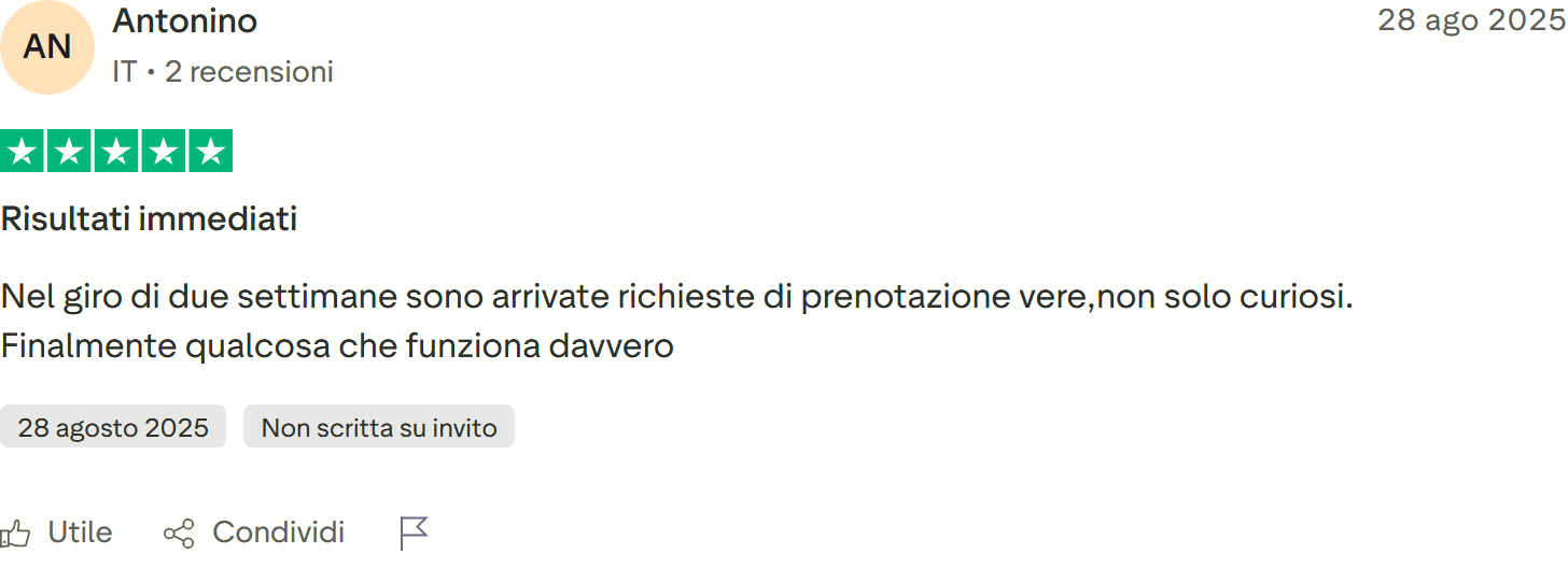 Recensione Trustpilot 5 stelle di Pigneto: alternativa a Booking e Airbnb, guida completa da nuovo host, si è trovato bene